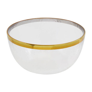 Orsina Ida Textured Glass Bowl with Gold Rim – 15cm Serving Bowl