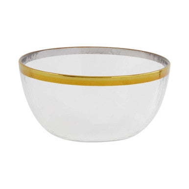 Orsina Ida Textured Glass Bowl with Gold Rim – 15cm Serving Bowl