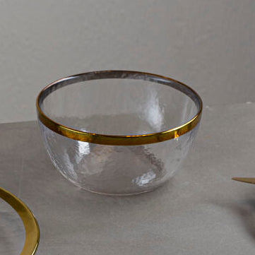 Orsina Ida Textured Glass Bowl with Gold Rim – 15cm Serving Bowl