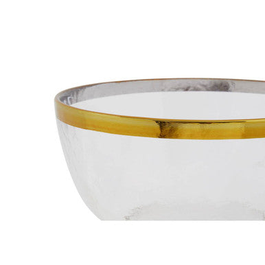 Orsina Ida Textured Glass Bowl with Gold Rim – 15cm Serving Bowl