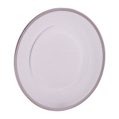Orsina Ida Glass Charger Plate with Silver Rim - 33cm Table Decor