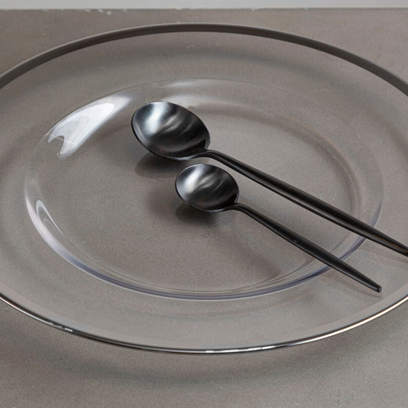 Orsina Ida Glass Charger Plate with Silver Rim - 33cm Table Decor