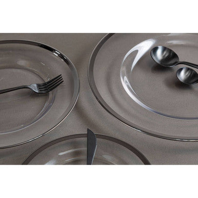 Orsina Ida Glass Charger Plate with Silver Rim - 33cm Table Decor