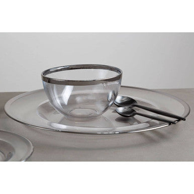 Orsina Ida Glass Charger Plate with Silver Rim - 33cm Table Decor