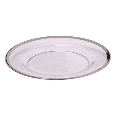 Orsina Ida Glass Dinner Plate with Silver Rim – 27cm Clear Tableware