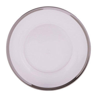 Orsina Ida Glass Dinner Plate with Silver Rim – 27cm Clear Tableware