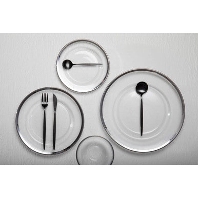 Orsina Ida Glass Dinner Plate with Silver Rim – 27cm Clear Tableware