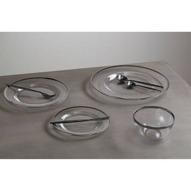 Orsina Ida Glass Dinner Plate with Silver Rim – 27cm Clear Tableware