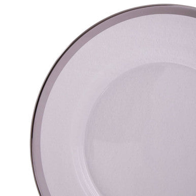 Orsina Ida Glass Dinner Plate with Silver Rim – 27cm Clear Tableware