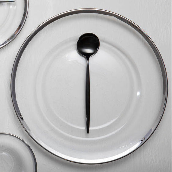 Orsina Ida Glass Side Plate with Silver Rim – 21cm Clear Tableware