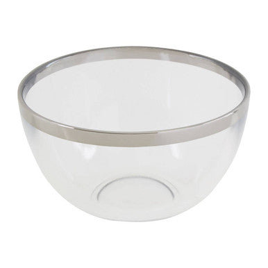 Orsina Ida Glass Bowl with Silver Rim – 15cm Modern Serving Bowl