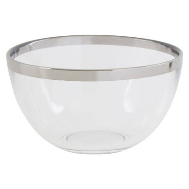 Orsina Ida Glass Bowl with Silver Rim – 15cm Modern Serving Bowl