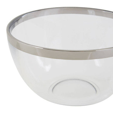 Orsina Ida Glass Bowl with Silver Rim – 15cm Modern Serving Bowl