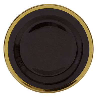 Orsina Ida Black Glass Dinner Plate with Gold Rim – 27cm Luxury Tableware