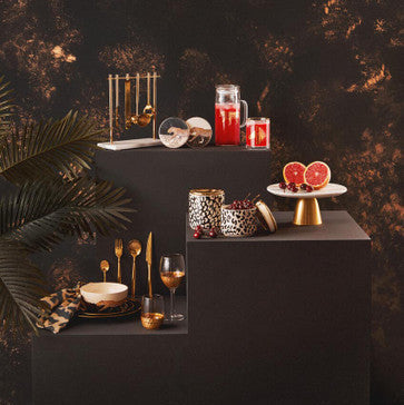 Orsina Ida Black Glass Dinner Plate with Gold Rim – 27cm Luxury Tableware