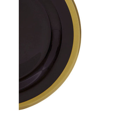 Orsina Ida Black Glass Dinner Plate with Gold Rim – 27cm Luxury Tableware