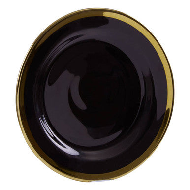 Orsina Ida Black Glass Side Plate with Gold Rim - 21cm Tableware