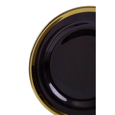 Orsina Ida Black Glass Side Plate with Gold Rim - 21cm Tableware