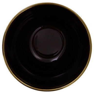 Orsina Ida Black Glass Bowl with Gold Rim – 15cm Modern Serveware