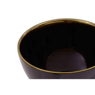 Orsina Ida Black Glass Bowl with Gold Rim – 15cm Modern Serveware