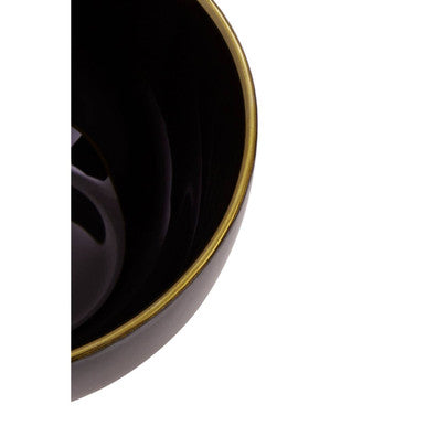 Orsina Ida Black Glass Bowl with Gold Rim – 15cm Modern Serveware