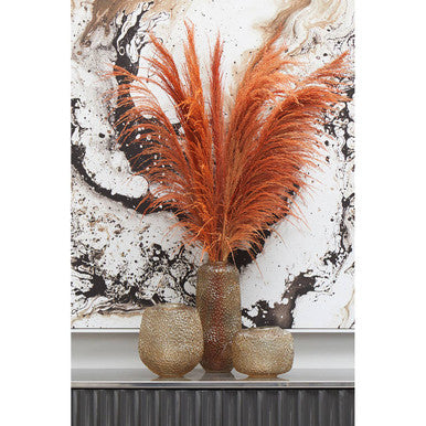 Orsina Colbie Large Amber Glass Vase – Embossed Floral Centerpiece