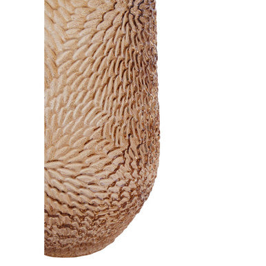 Orsina Colbie Large Amber Glass Vase – Embossed Floral Centerpiece