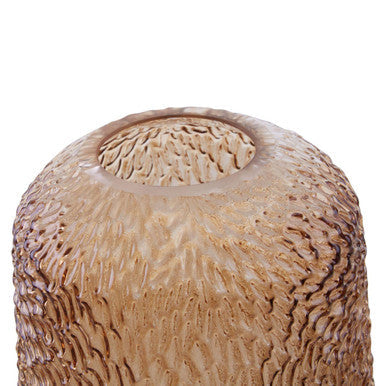 Orsina Colbie Large Amber Glass Vase – Embossed Floral Centerpiece