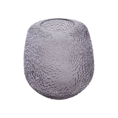 Orsina Colbie Grey Glass Vase – Medium Embossed Floral Smoked Finish