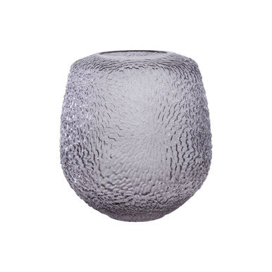 Orsina Colbie Grey Glass Vase – Medium Embossed Floral Smoked Finish