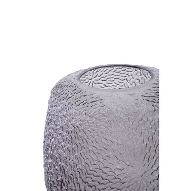 Orsina Colbie Grey Glass Vase – Medium Embossed Floral Smoked Finish
