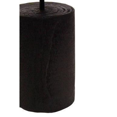 Orsina Lacuna Large Candle Holder | Black Camphor Wood Pillar Stand