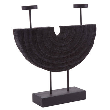Orsina Lacuna Black Two Candle Holder – Sculptural Modern Centerpiece