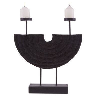 Orsina Lacuna Black Two Candle Holder – Sculptural Modern Centerpiece