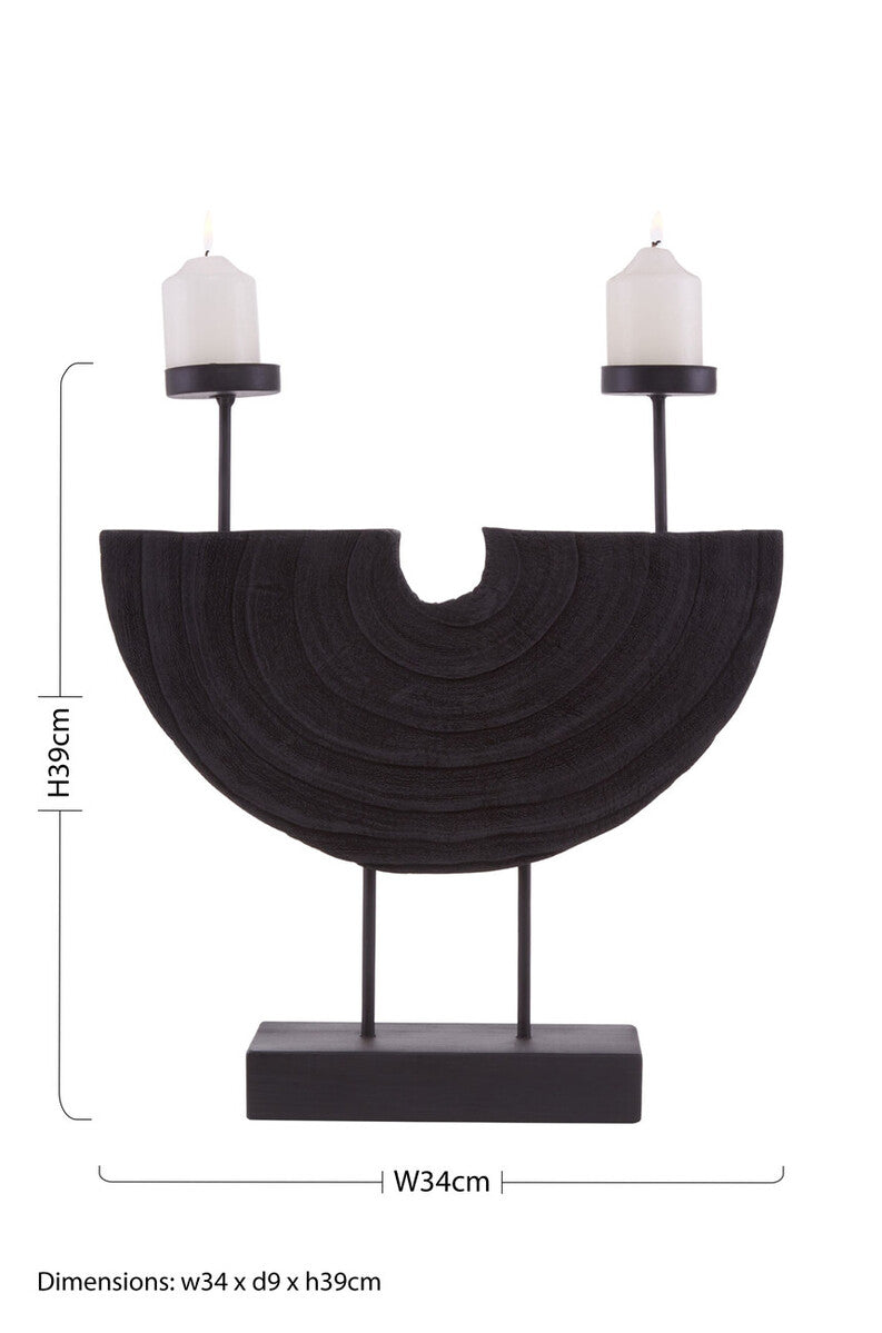 Orsina Lacuna Black Two Candle Holder – Sculptural Modern Centerpiece