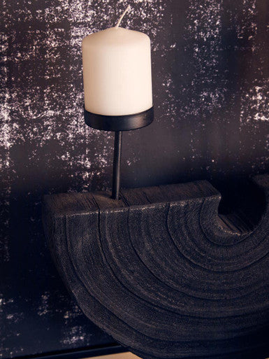Orsina Lacuna Black Two Candle Holder – Sculptural Modern Centerpiece