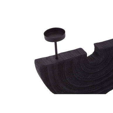 Orsina Lacuna Black Two Candle Holder – Sculptural Modern Centerpiece