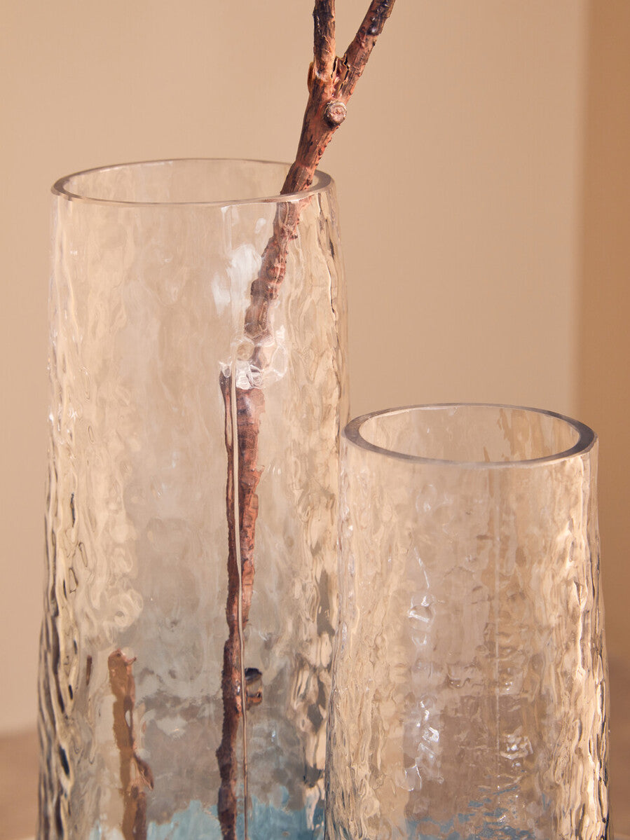 Orsina Brock Small Blue Ombre Glass Bud Vase – Textured Modern Decor