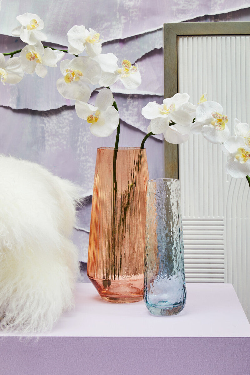 Orsina Brock Small Blue Ombre Glass Bud Vase – Textured Modern Decor