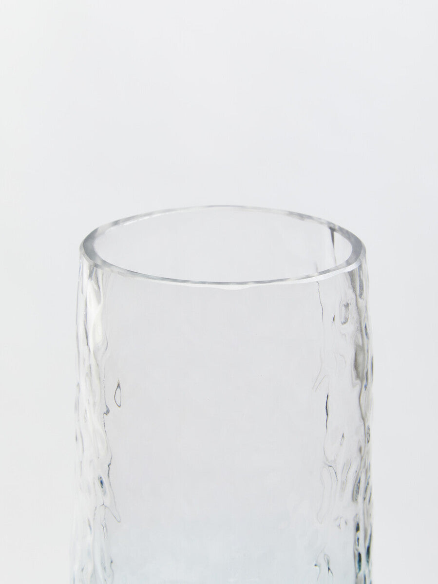 Orsina Brock Large Blue Ombre Glass Vase – Tall Textured Floral Vase