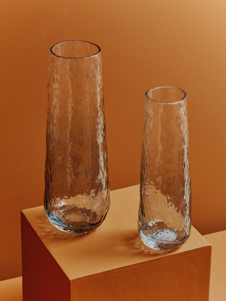 Orsina Brock Large Blue Ombre Glass Vase – Tall Textured Floral Vase