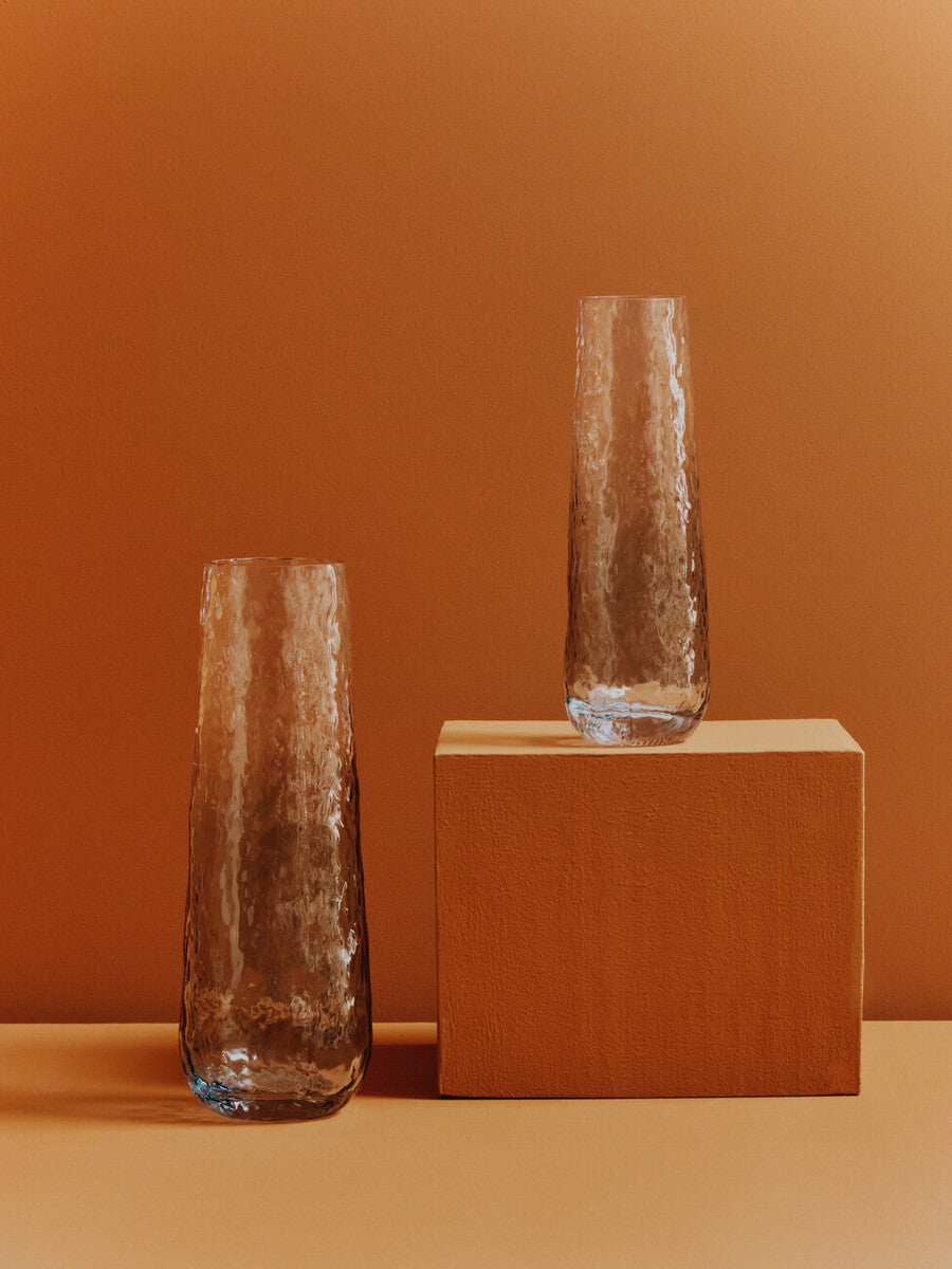 Orsina Brock Large Blue Ombre Glass Vase – Tall Textured Floral Vase