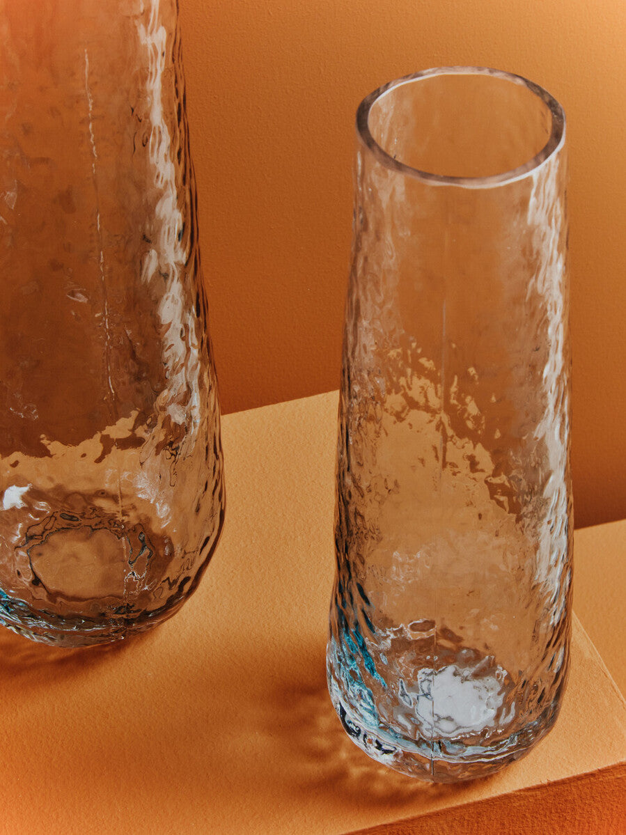 Orsina Brock Large Blue Ombre Glass Vase – Tall Textured Floral Vase