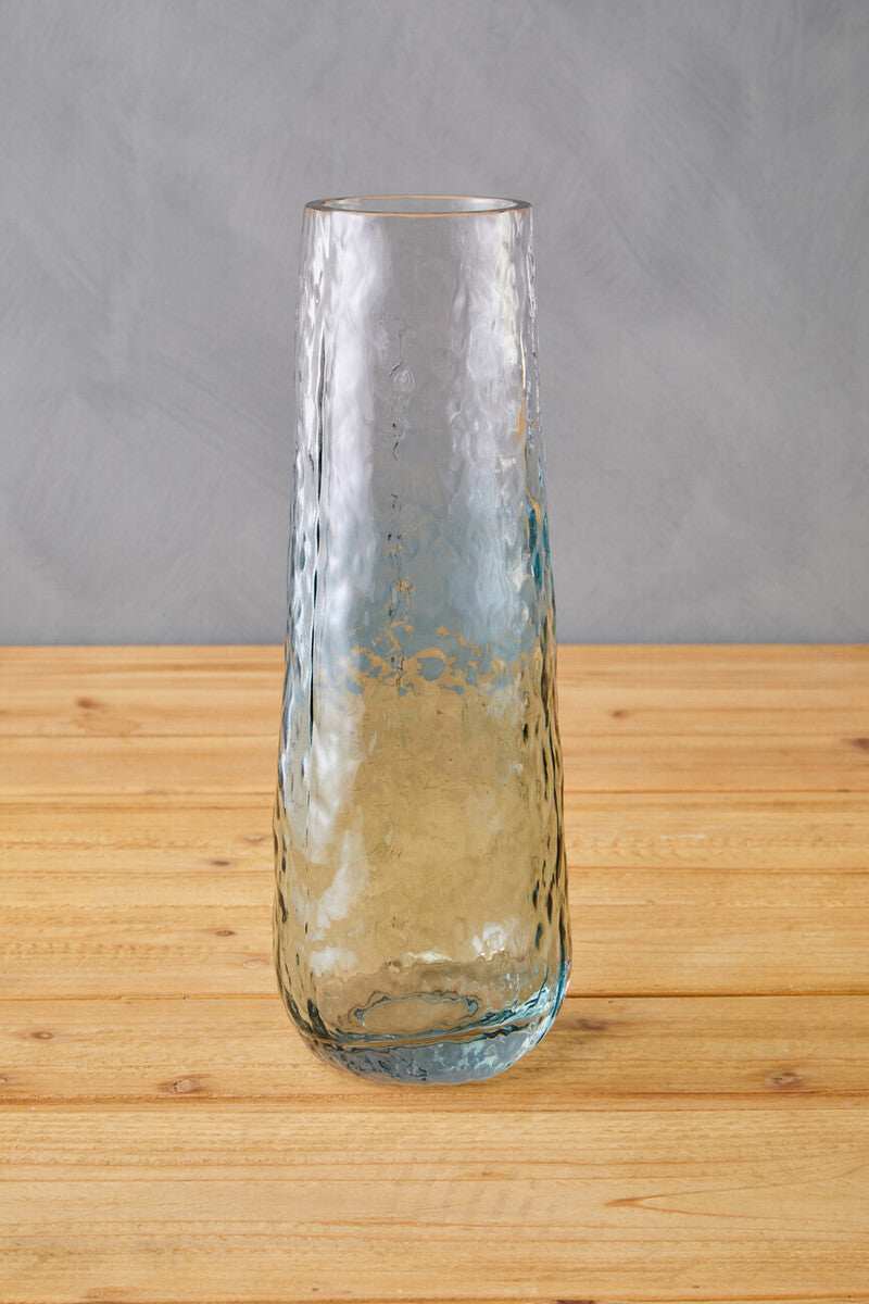 Orsina Brock Large Blue Ombre Glass Vase – Tall Textured Floral Vase