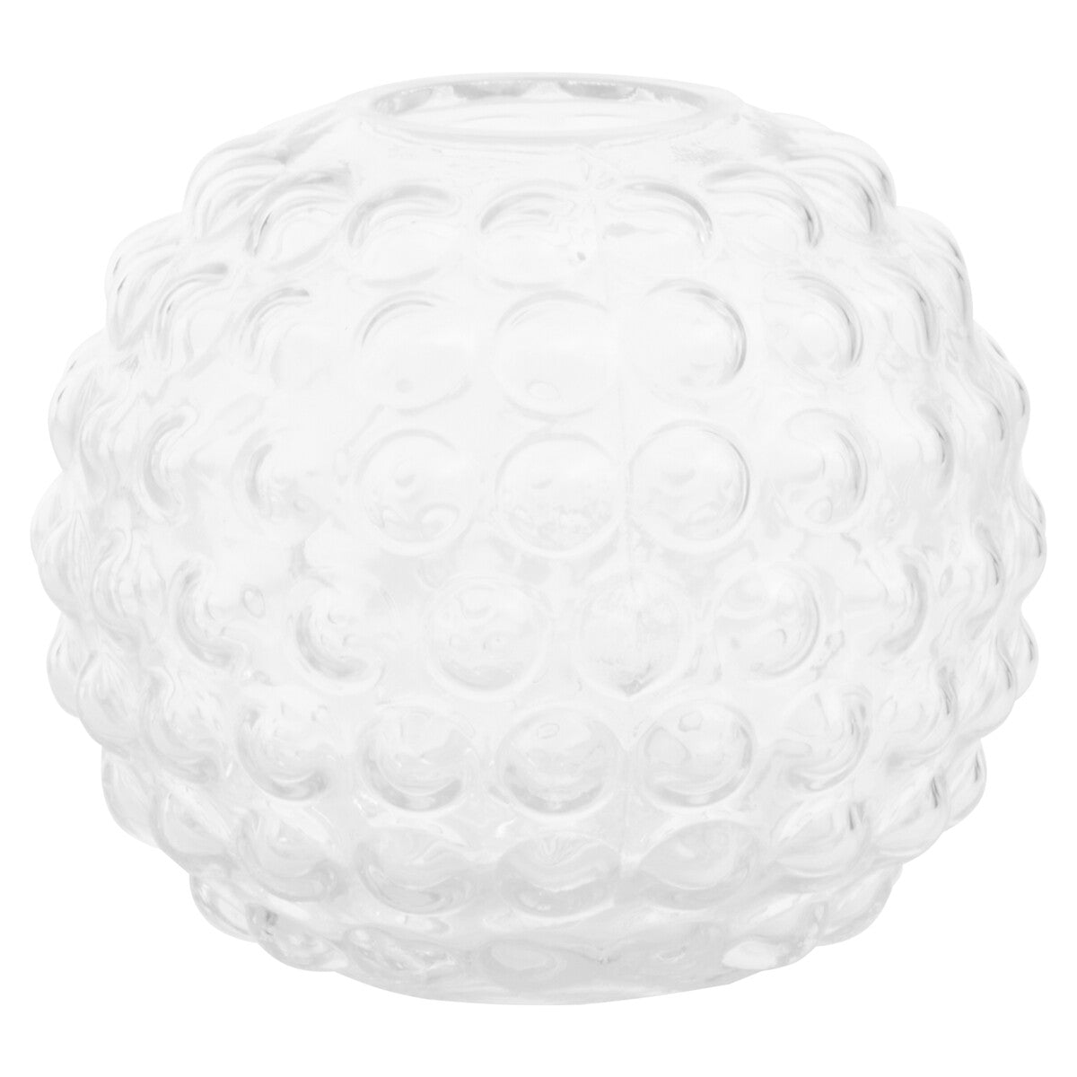 Orsina Bolla Large Round Clear Glass Vase – Textured Globe Centerpiece