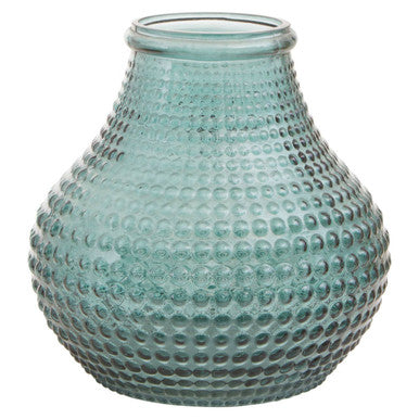 Orsina Bolla Large Green Glass Vase – Textured Studded Floral Vessel