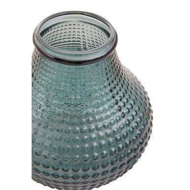 Orsina Bolla Large Green Glass Vase – Textured Studded Floral Vessel