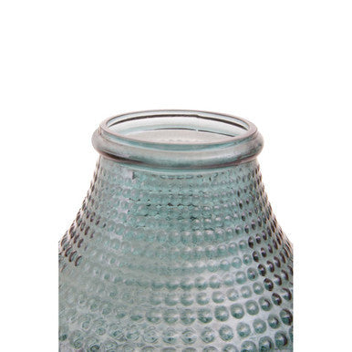 Orsina Bolla Large Green Glass Vase – Textured Studded Floral Vessel