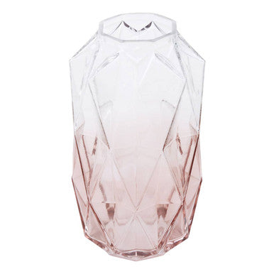 Orsina Brice Large Pink Glass Vase – Textured Geometric Modern Decor