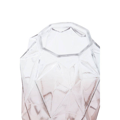 Orsina Brice Large Pink Glass Vase – Textured Geometric Modern Decor